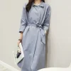 Windbreakers Women Elegant Slim Medium Long Sashes Cargo Outerwear Korean Leisure Stand Collar Office Trench Coat Female S-XL