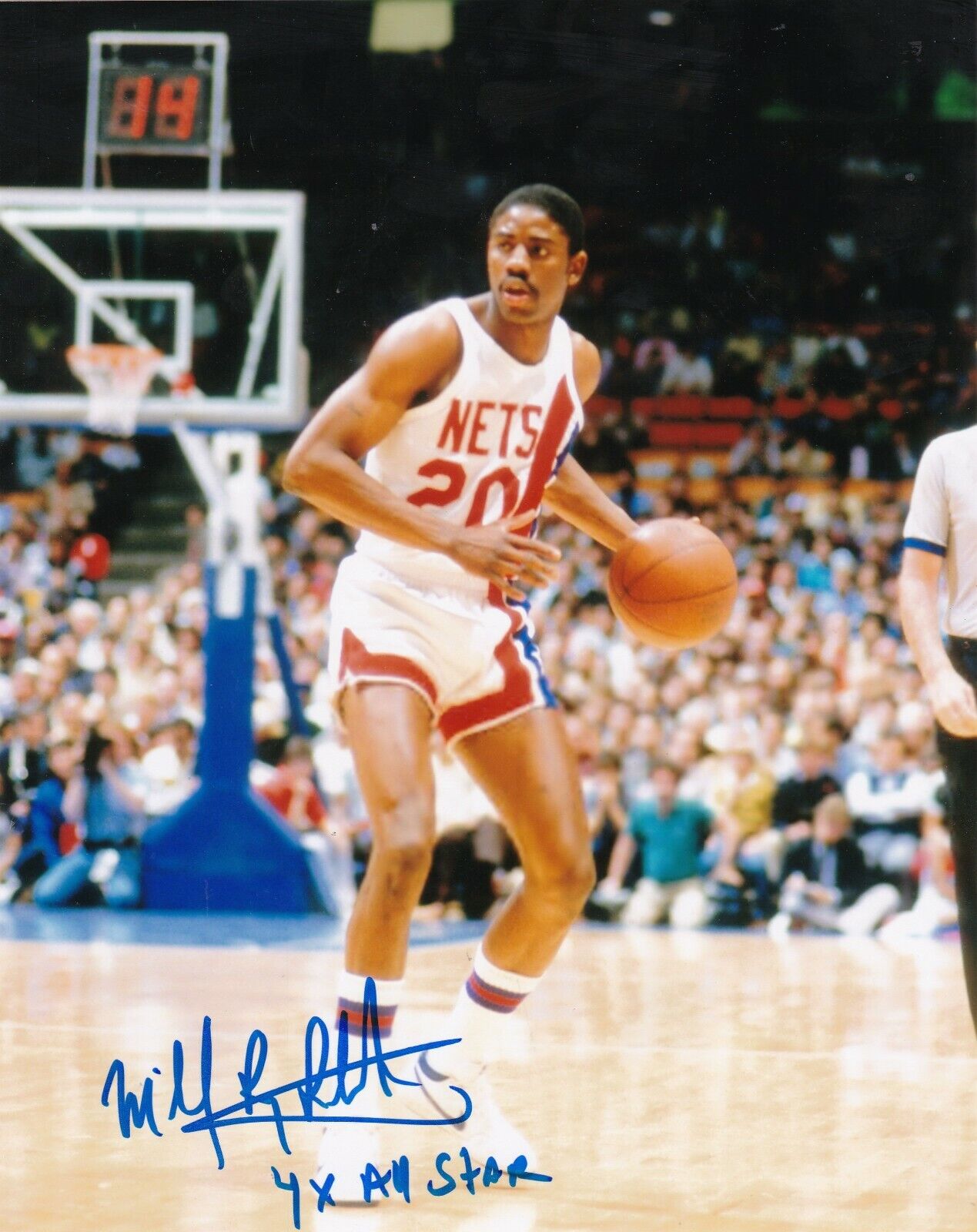 MICHAEL RAY RICHARDSON NEW JERSEY NETS 4 X ALL STAR ACTION SIGNED 8X10