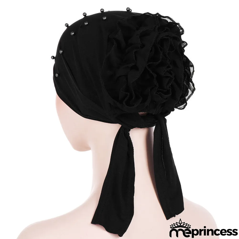 Women's Beads Flowers Muslim Turban Hat Cap