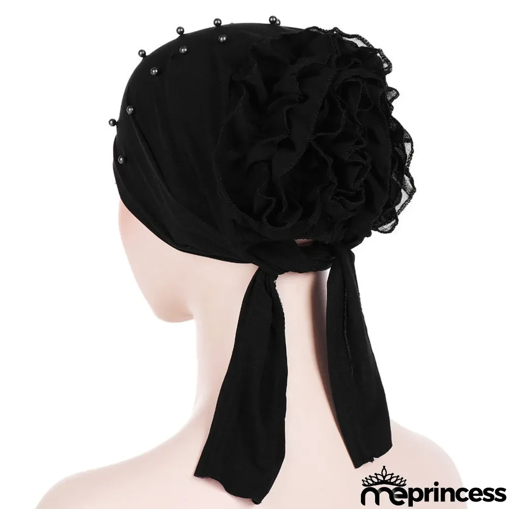 Women's Beads Flowers Muslim Turban Hat Cap