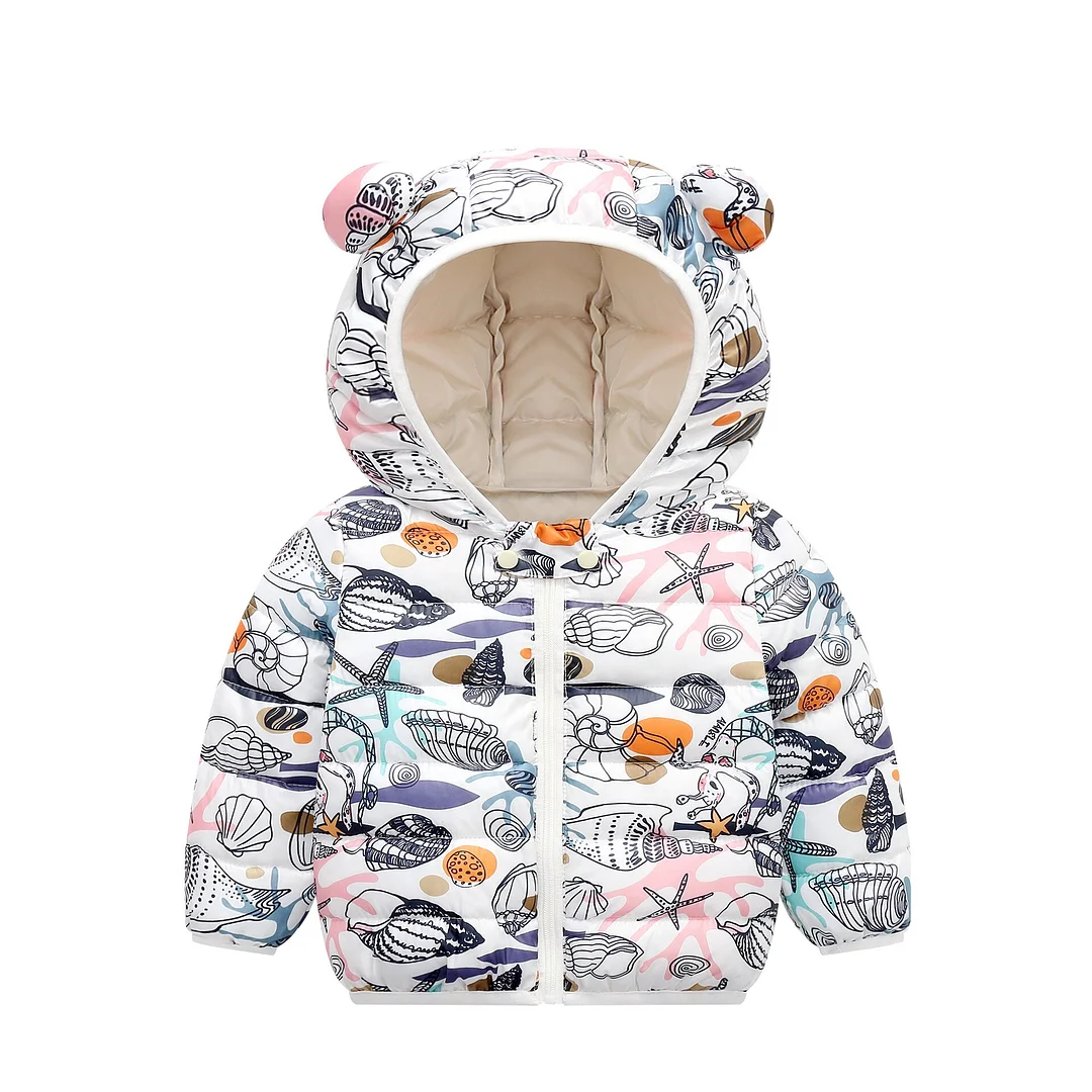Baby Girls Hooded Down Jackets For Kids Coats Autumn Boys Cartoon Keeping Warm Outerwear Toddler Infant Casual Zipper Clothing