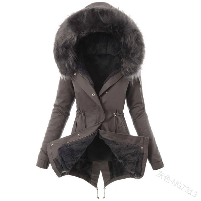 Autumn and winter new products cotton hooded slim warm zipper jacket women
