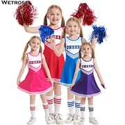[Wetrose] In Stock Cheers Kid Kids Costume Cheerleading Uniform Cheerleader Pompoms School Sports Day Meeting Race Match Cheering
