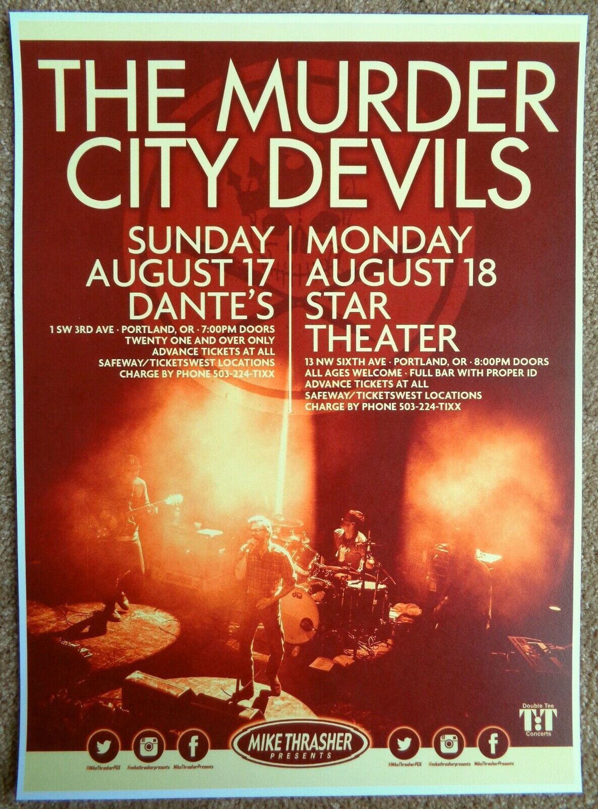 MURDER CITY DEVILS 2014 Gig POSTER Portland Oregon Concert