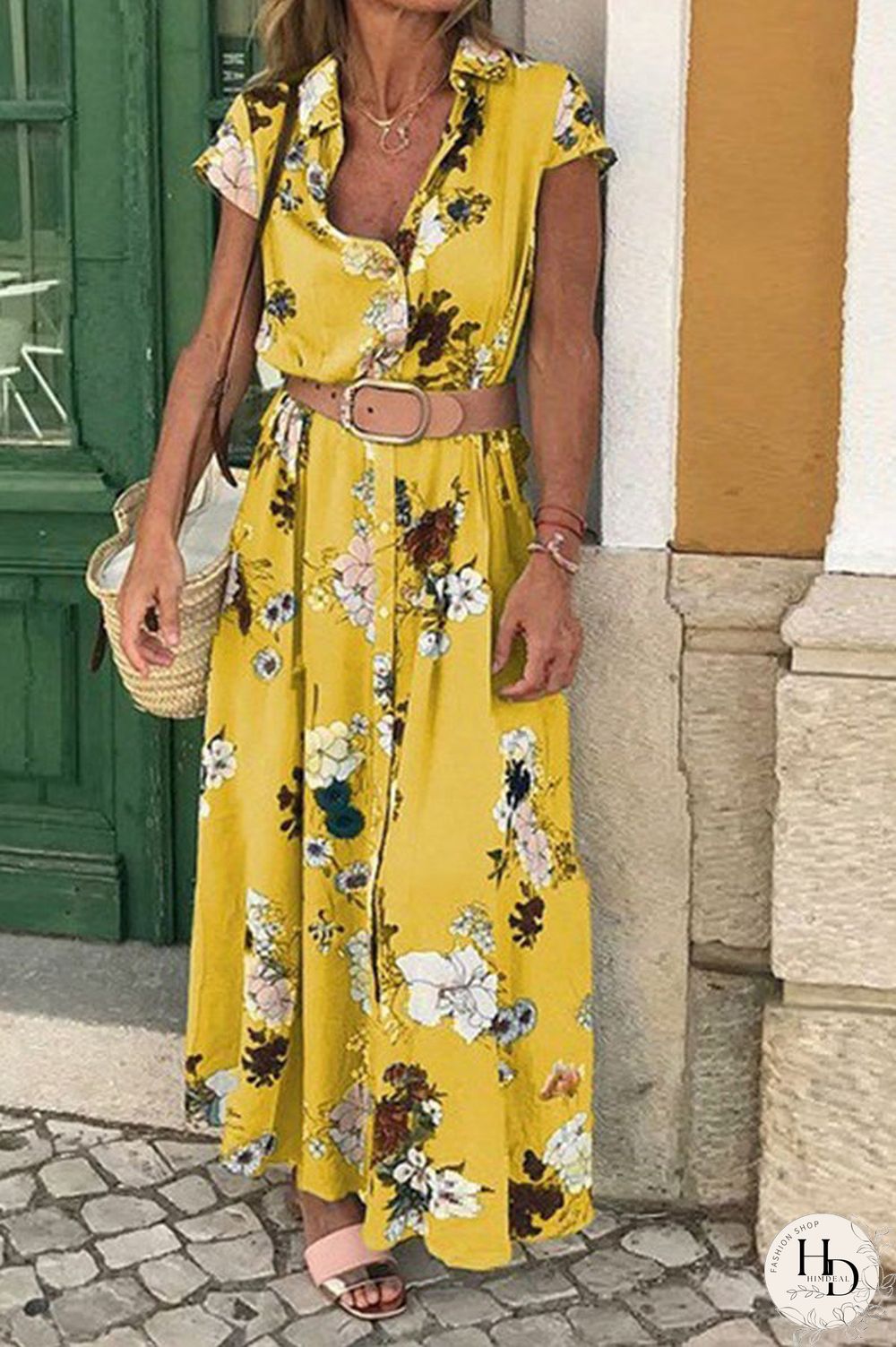 Floral Vintage Button Maxi Dress