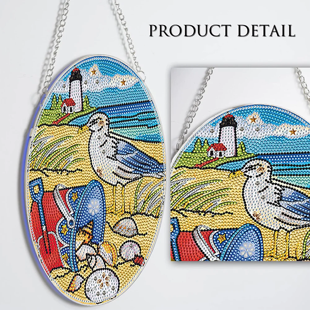 DIY Seagull Diamond Dots Art Cute Home Garden Decoration(Single Side)