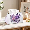 Purple Heart Rose Butterfly DIY PULeather Diamond Painting Tissue Box for Adults Beginners Large Size Diamond Art Paper Storage Holder for Living Room Bedroom Bathroom Table Decor