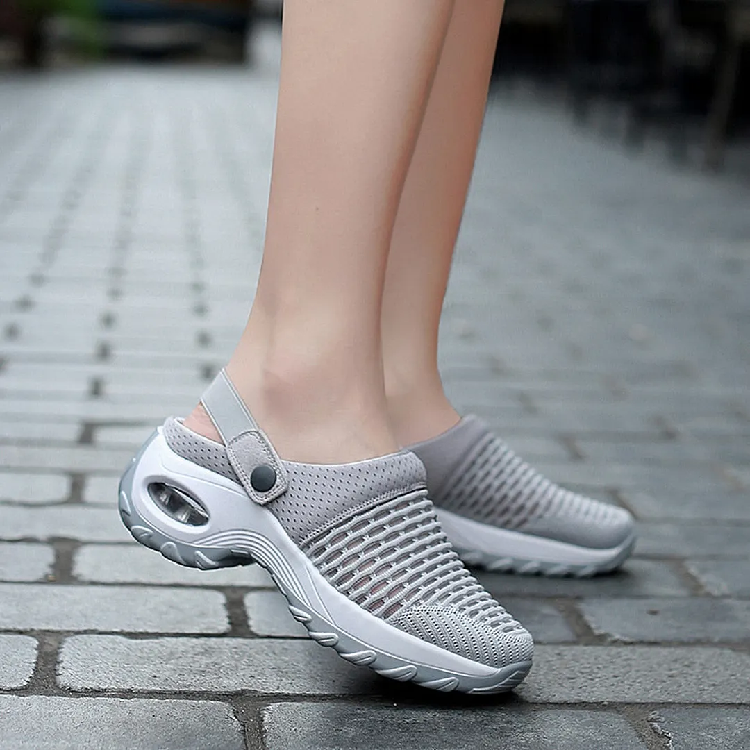 Womens Mesh Shoes Summer Sandals Heighten Air Cushion Soft Walking Sandals Sports Slippers Comfortable Breathable Flats Shoes