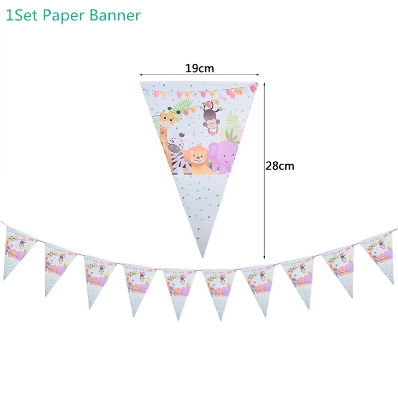 Safari Party Cartoon Animal Disposable Tableware Paper Cup Plate Tablecloth Kids Birthday Party Decoration Jungle Party Supplies