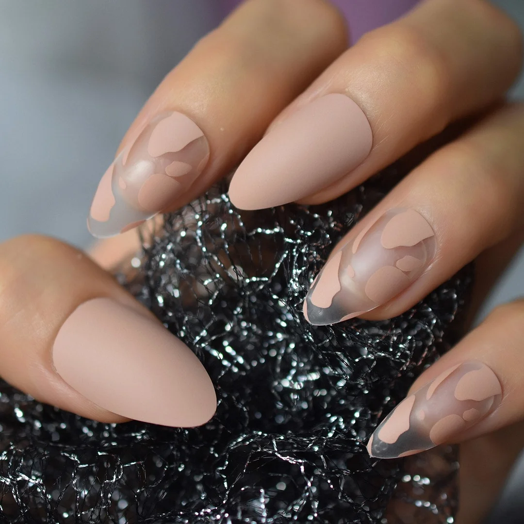 Medium Ballerina Press On Nails White Base Abstract Painting Mix Color Gold Line Decorative Fake Nails Tips 24 CT-Nail Inspo