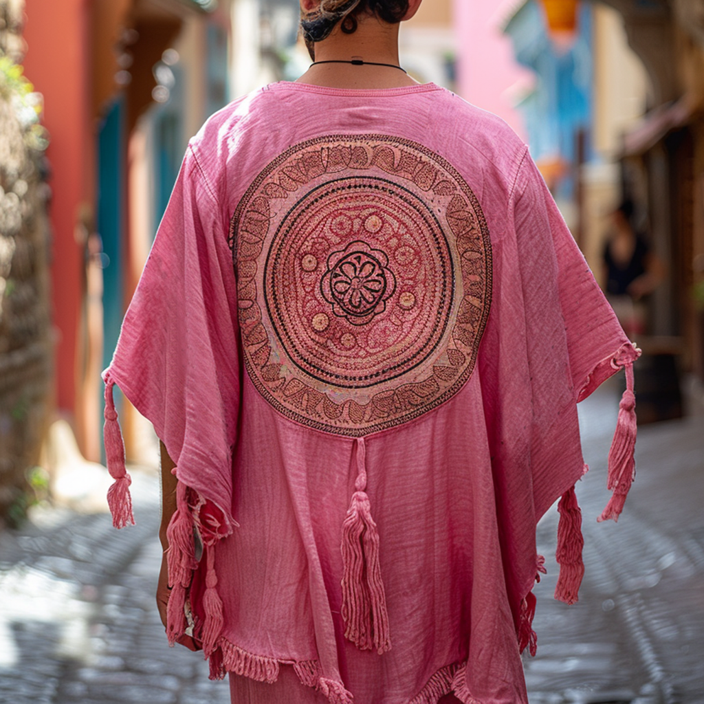 Men's Slouchy Ethnic Linen Robe Cardigan