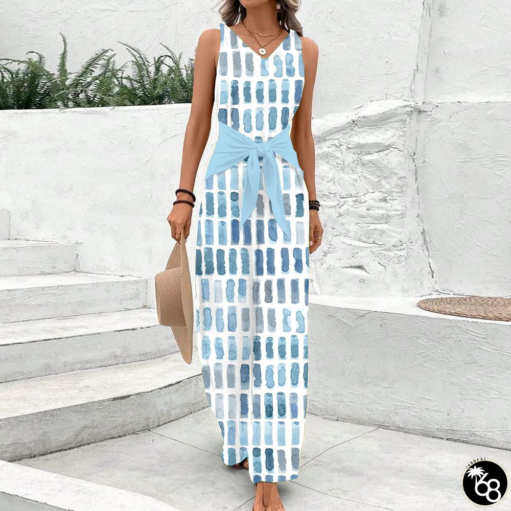 Fresh Blue Sleeveless Jumpsuit | 168DEAL