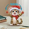 Xmas Acrylic Shaking Head 5D DIY Diamond Art Tabletop Decorations for Home (Cat)