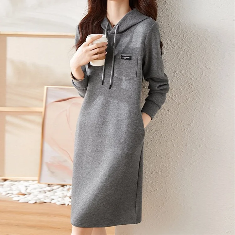 Gray Shift Pockets Casual Dresses QueenFunky