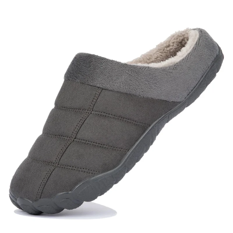 Winter Men Slippers Warm Plush Flock Man Slippers for Home Hard-wearing Non-slip Sewing Soft Rubber household Men Indoor Shoes