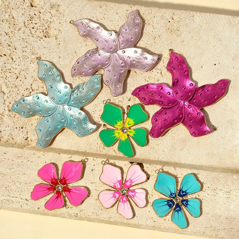 3 PCS/Package 32*37mm 304 Stainless Steel Flower Pendant Jewelry Accessories