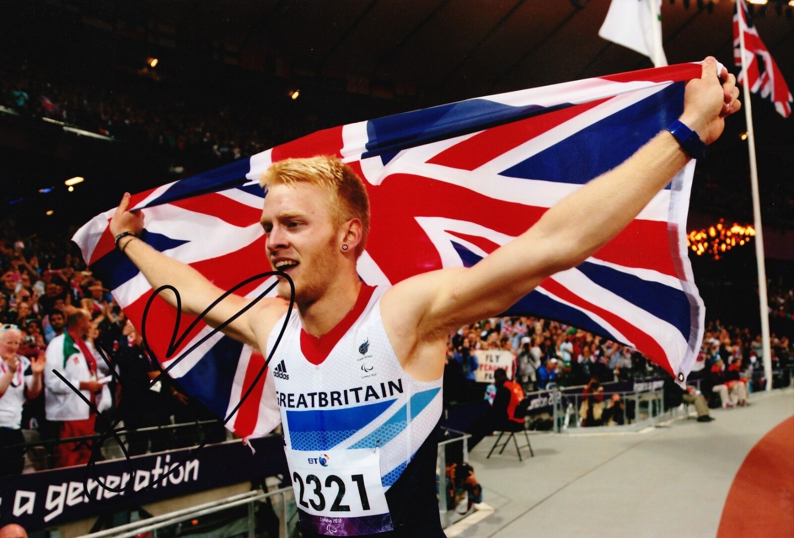 JONNIE PEACOCK SIGNED 12X8 Photo Poster painting PARALYMPIC LEGEND LONDON 2012 AFTAL COA (B)