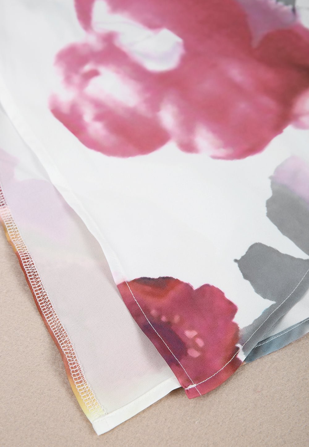 Vacay Watercolor Print Uneven Hem White Maxi Dress