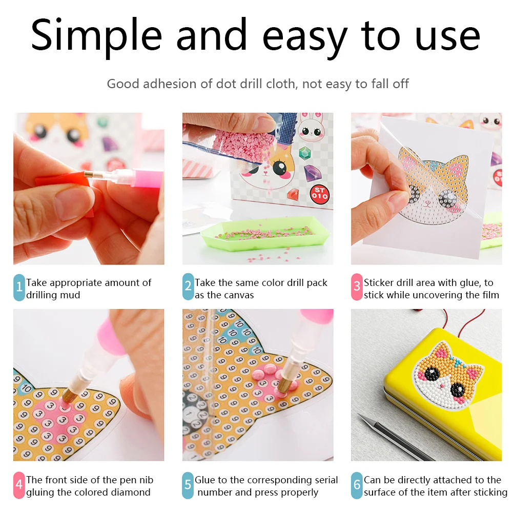 1Set 5D Diamond Painting Stickers Kit DIY Cartoon Cup Phone Decor Gift