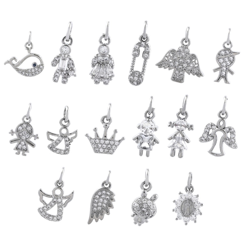 Ig Style Minimalist Angel Dolphin Crown Copper Plating Inlay Zircon 18k Gold Plated Charms