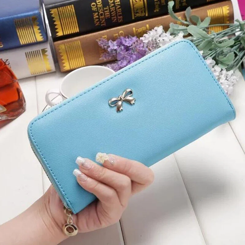 Big Capacity Women's Wallets Dull Polish Leather Wallet Double Zipper Day Clutch Purse Wristlet Coin Purse Card Holder Wallet