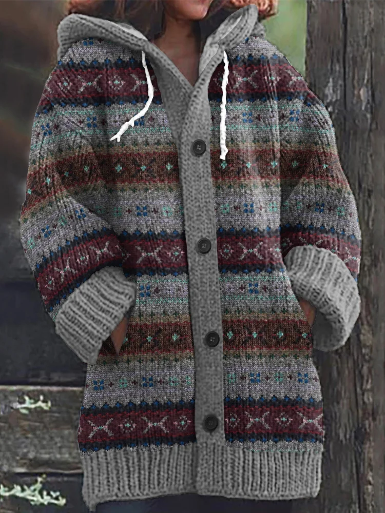 Vintage Icelandic Geometric Knitted Jacquard Sweater