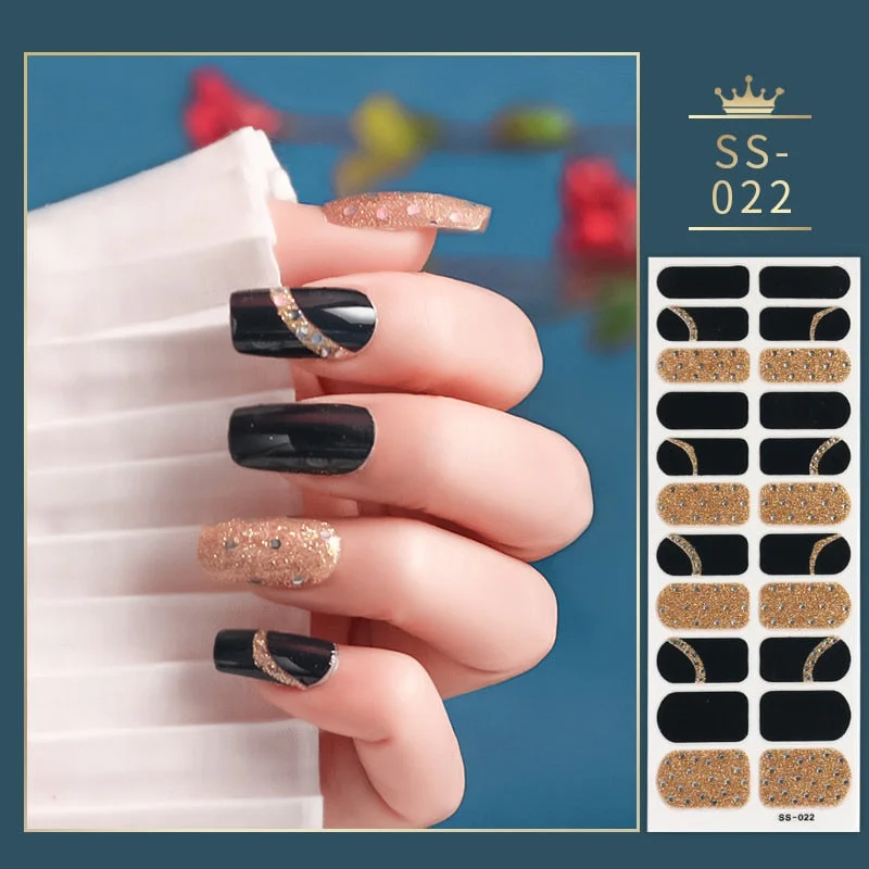 22Tips Colorful Nail Stickers Nail Accesoires Full Cover Stickers for Nails Self Adhesive Nail Art Nails Sticker Designer Shiny