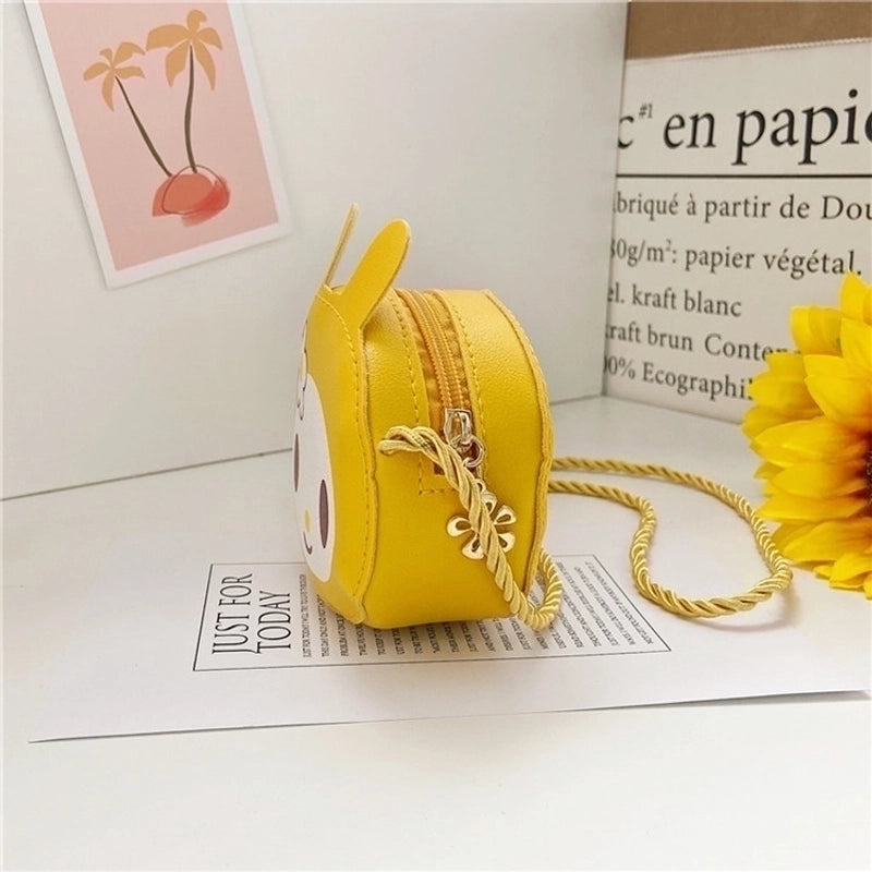 Kid’s Small Pu Leather Cartoon Cute Cylindrical Zipper Crossbody Bag