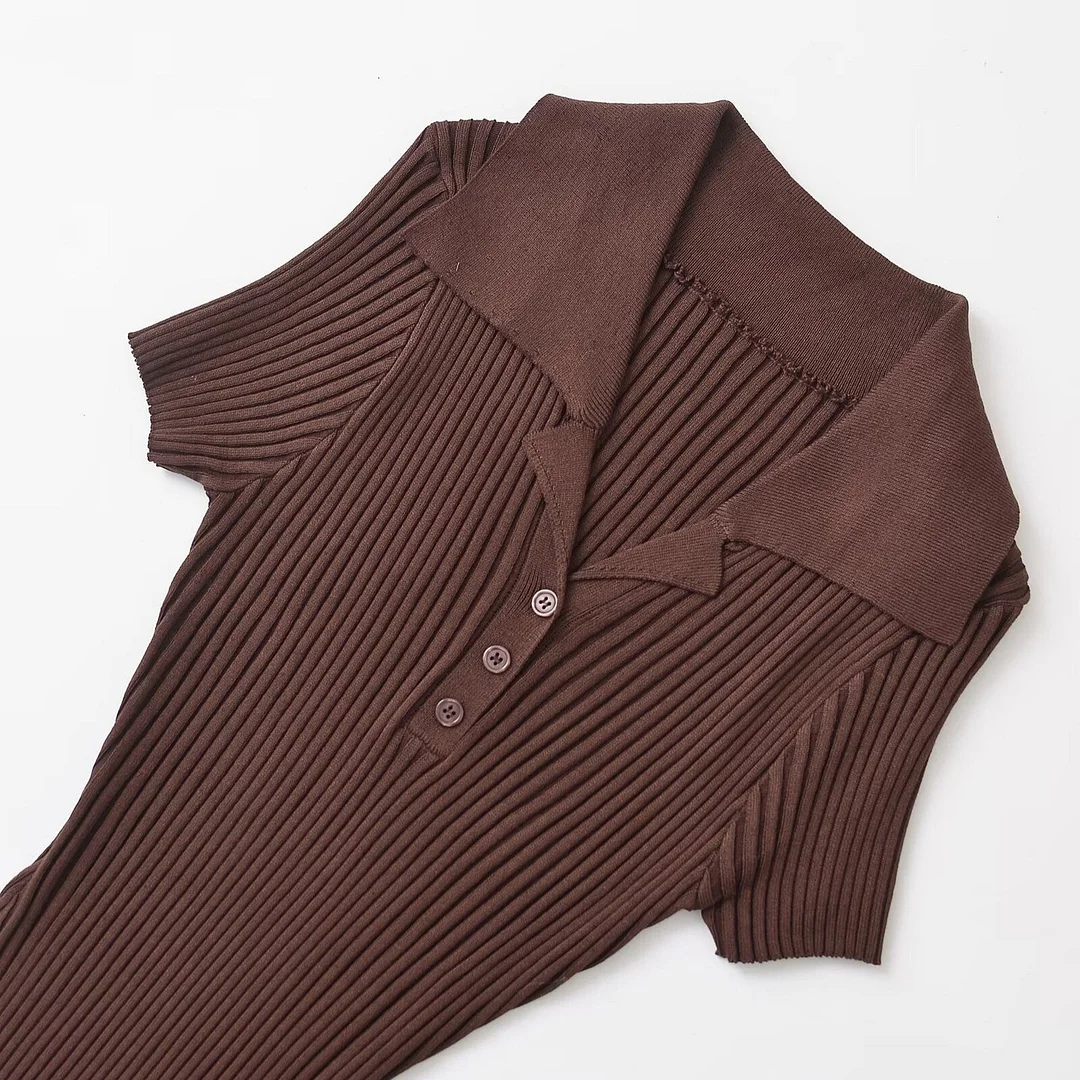 Nigikala Nigikala Women's Clothing 2025 Autumn And Winter New Fashion Temperament Collar Ribs Knitted Dress