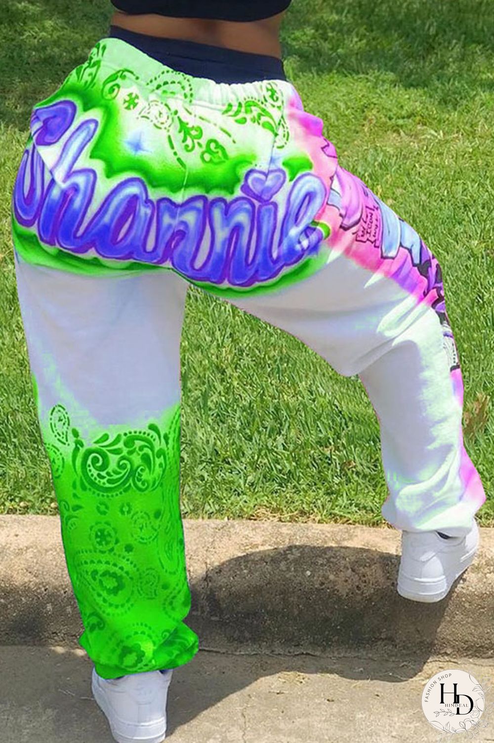 Black multicolor Elastic Fly Mid Print Harlan pants Pants Bottoms