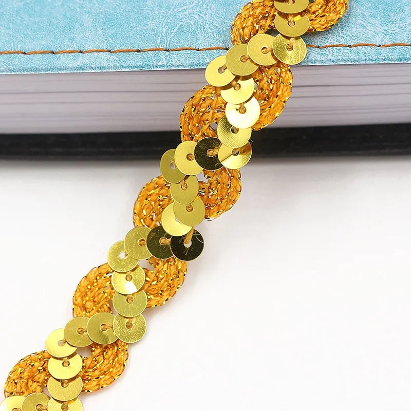 5Meters 1.5cm Loose Round Flat Sequins Laser Giltter Paillettes Sequins for Crafts Sewing on Cloth Accessory Sequin Trim