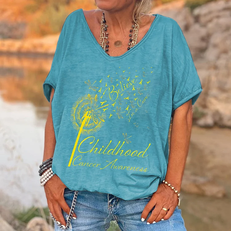 Childhood Cancer Awareness Printed V-neck Women's T-shirt