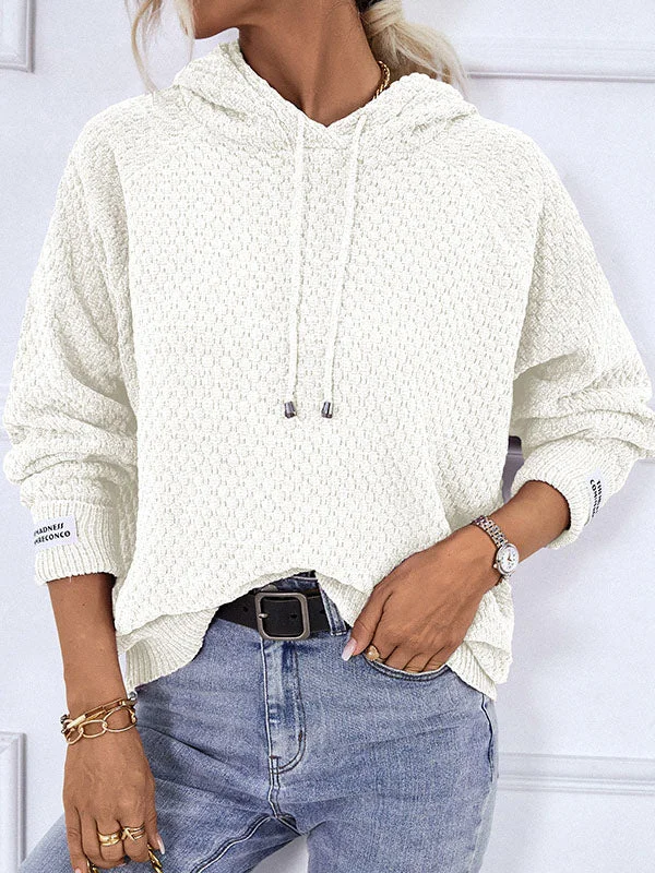 Women Long Sleeve Hooded Lace-up Sweaters