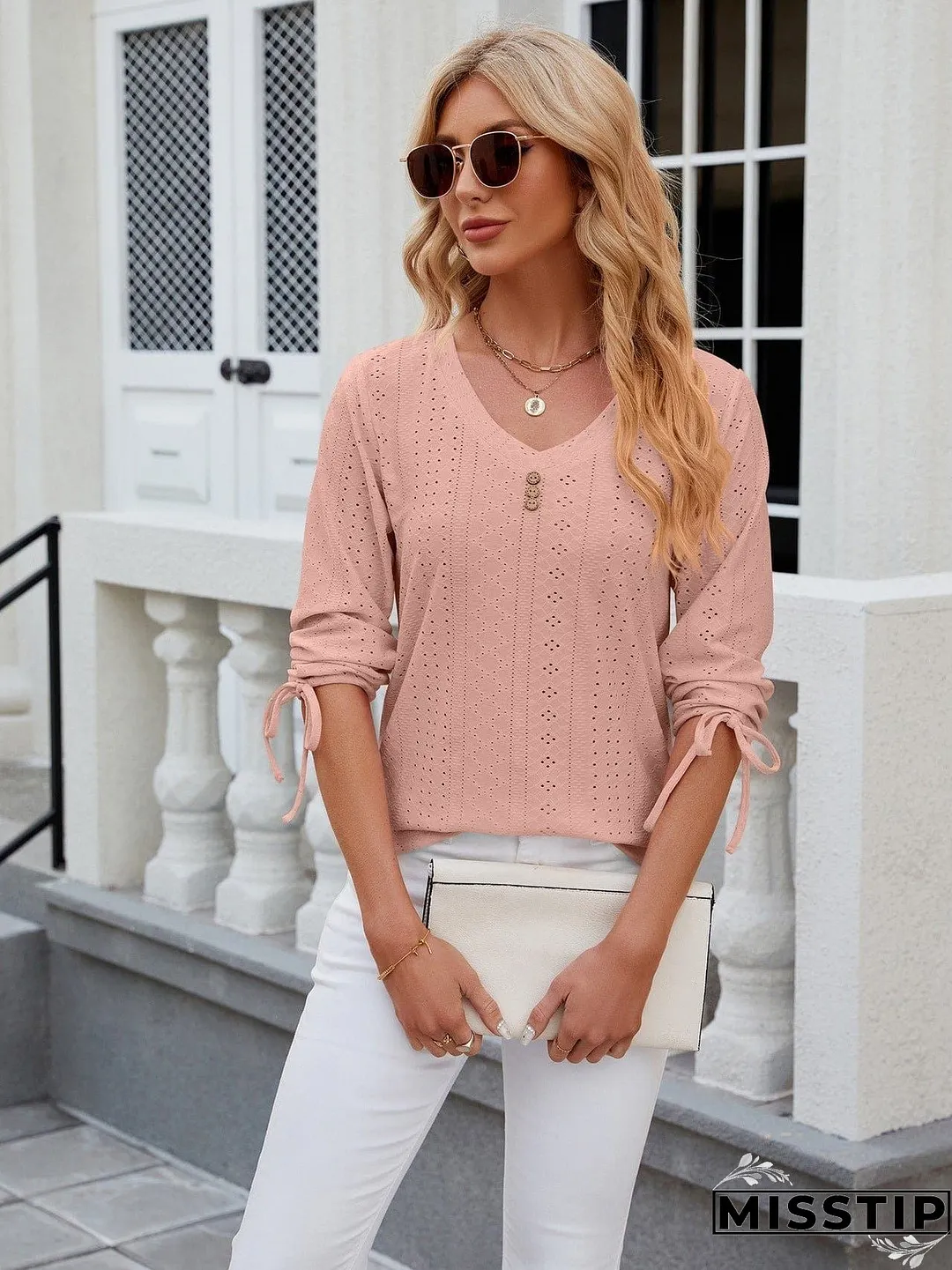 Short Sleeve Mock Neck T-Shirt with Side Slits