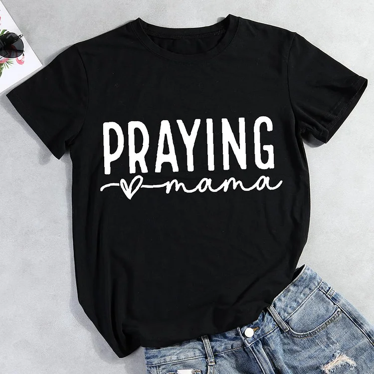 praying mama Round Neck T-shirt-Annaletters