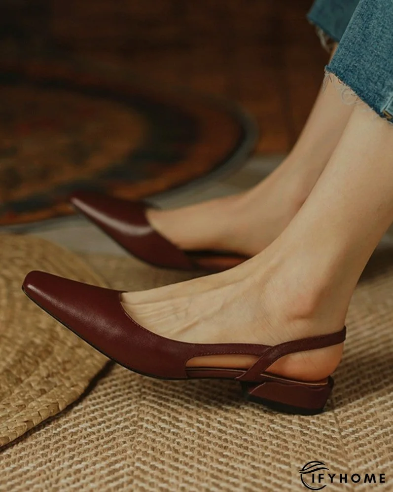 Square Toe Cutout Slingback Slip On Shoes | IFYHOME