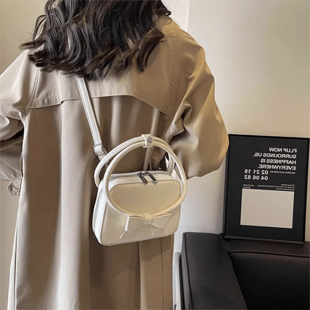 Pink Bowknot Leather Shoulder Bag