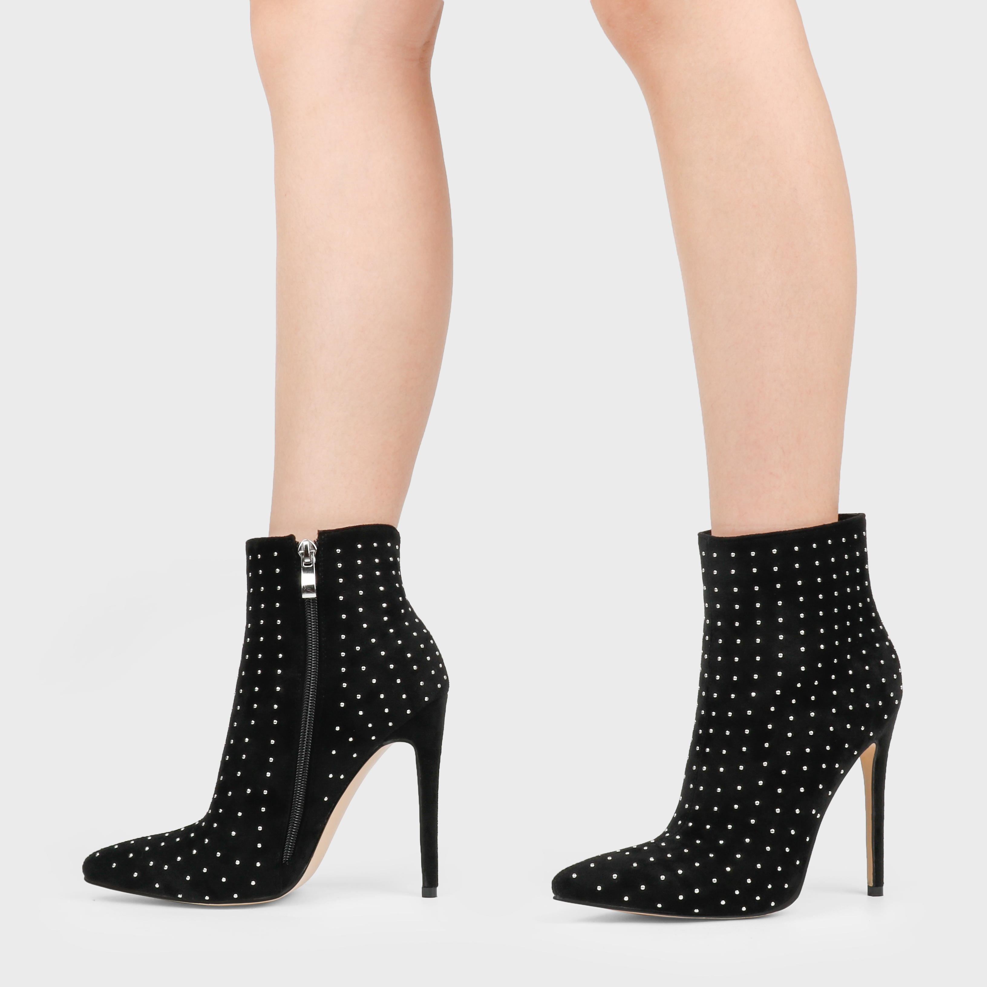 100mm/120mm Women's Closed Pointed Toe Heels Stilettos Ankle Boots Suede Shoes-MERUMOTE