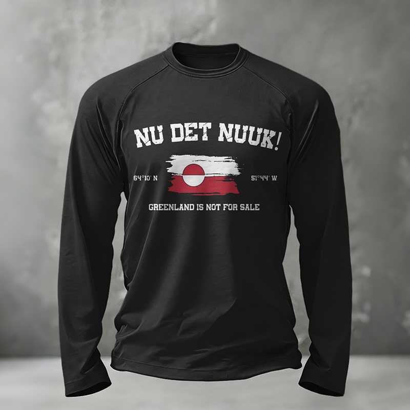 Men's Greenland Is Not For Sale Print Long Sleeve Casual T-shirt artswardrobe
