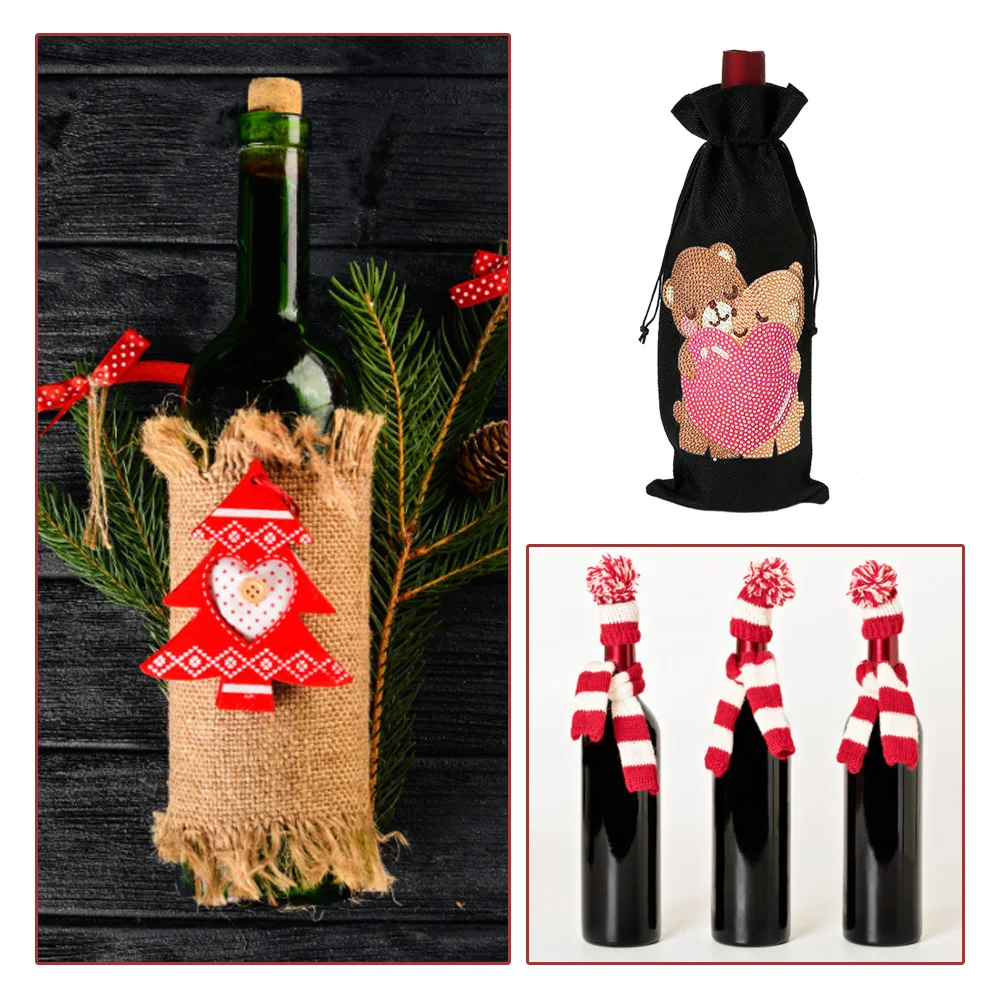 DIY Diamond Painting Xmas Wine Bottle Bag - Love Bear