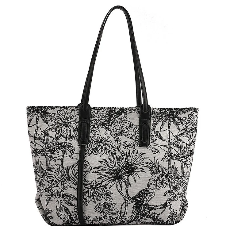 The Teacher Tote Tote Bag Large Capacity Bag Women's Summer Embroidered Shopping Bag Bento Portable One-Shoulder Canvas Bag