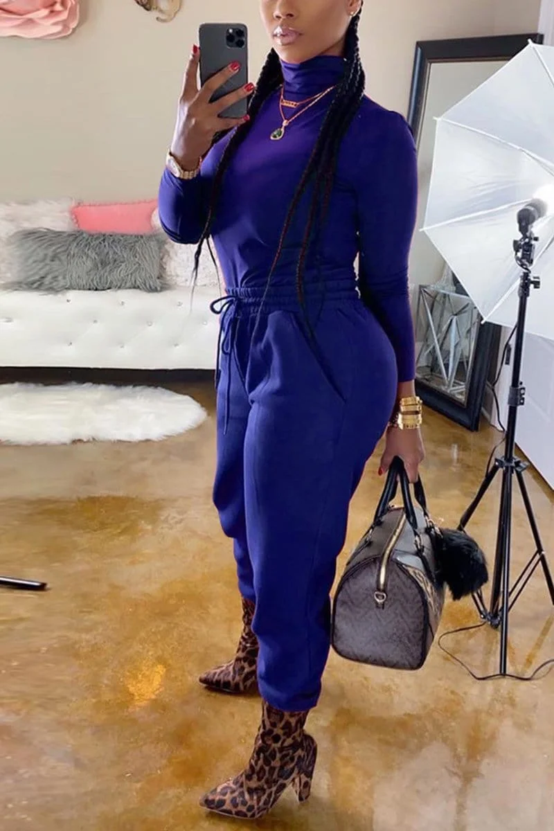 Fashion Turtleneck Long Sleeve Two Piece