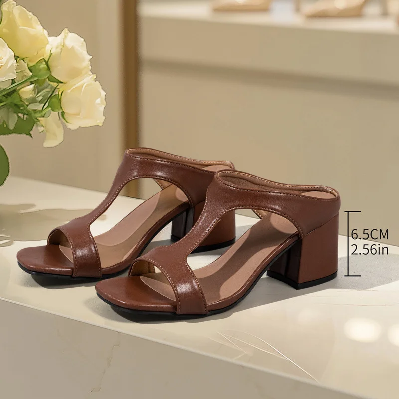 Breakj Breakj Leopard-Print High-Heeled Sandals Women Large-Size Zebra-Ssed Coarse Heel Sandals