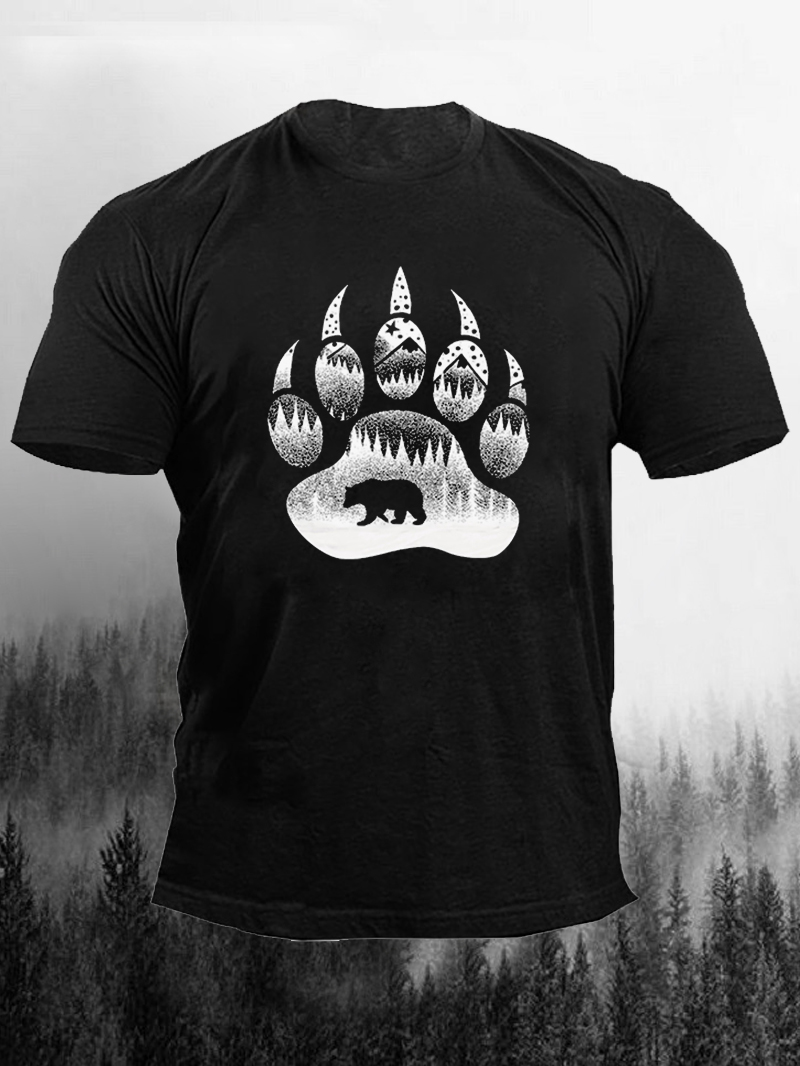 Men's Outdoor Bear's Paw Printed Short-sleeve Cool Sport T-shirt