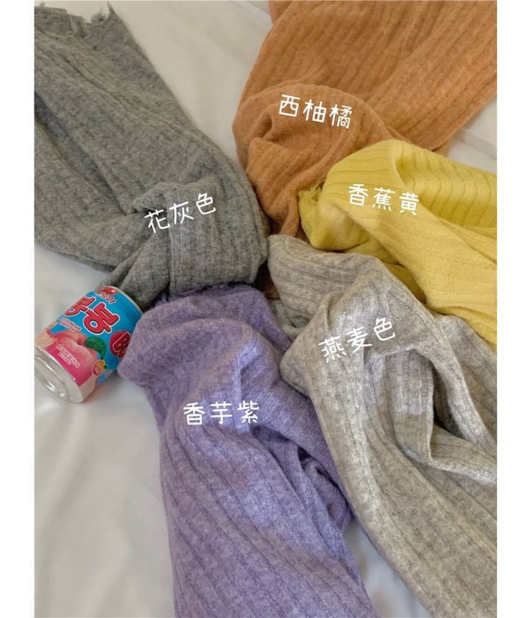 Long-Sleeve Crew-Neck Ribbed Knit Top TY283