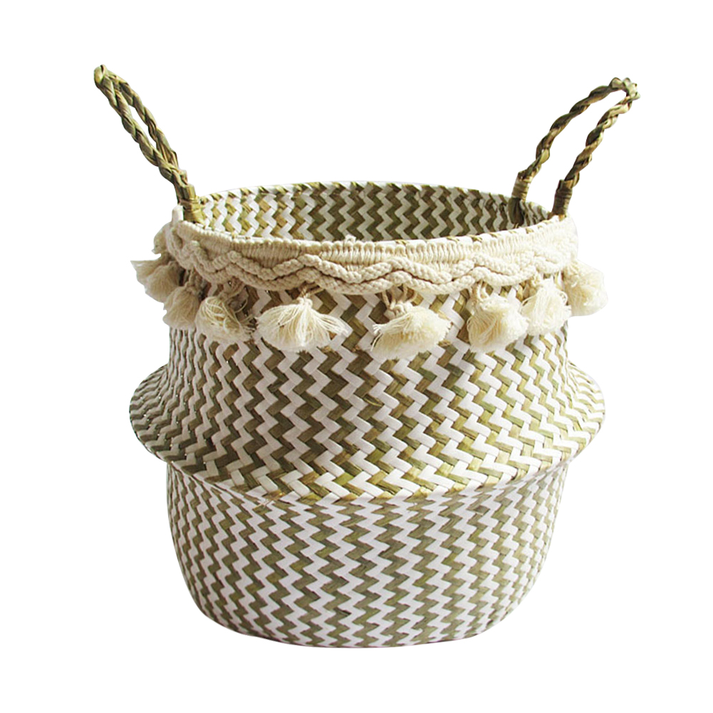 

Foldable Flower Basket Natural Seaweed Straw Rope Hand-woven Storage Pot, 501 Original