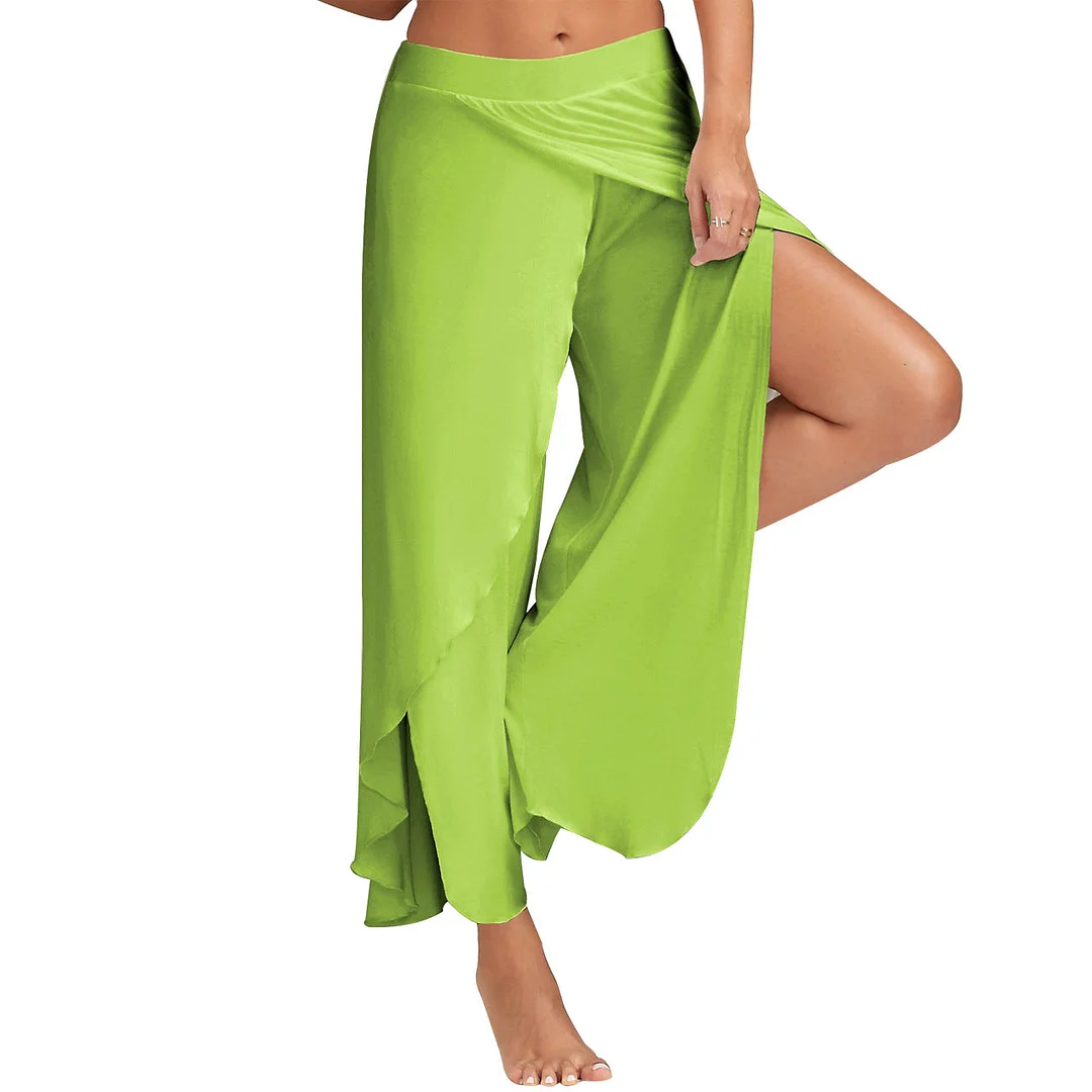 Uveng Waist Sports Fitness Yoga Wide Leg Color Pants