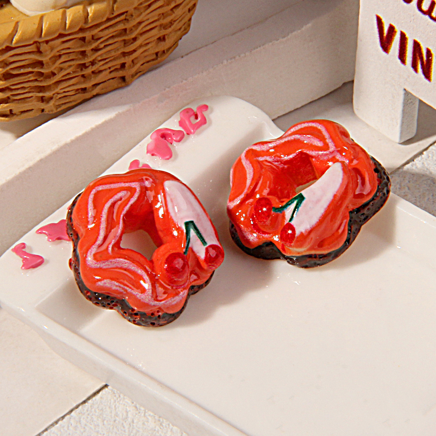 Mini Heart Donut Resin Charm