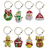 8PCS DIY Diamond Painting Art Santa Wine Glass Charms Snowman Wreath Pendant Kits