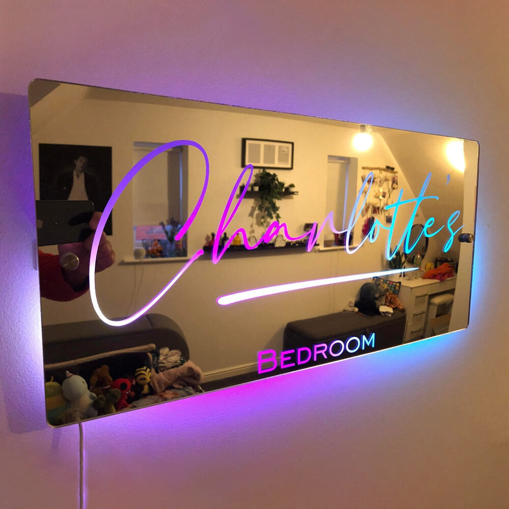 Custom Text LED Mirror Light